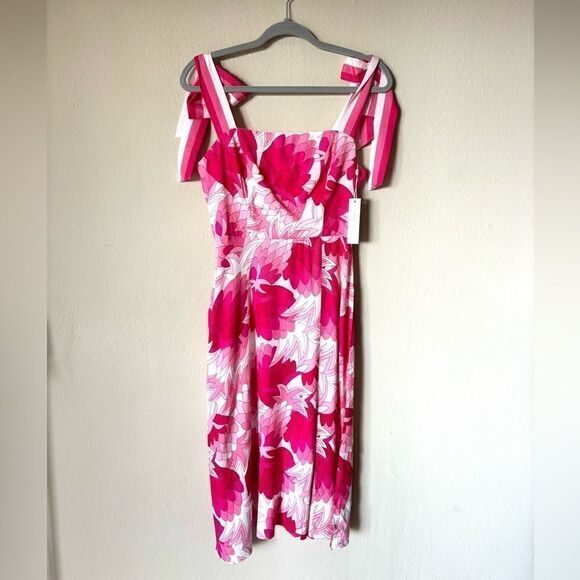 NWT Trina Turk Jolie Flower Child Midi White Pink DressTank Size M - Picture 6 of 11